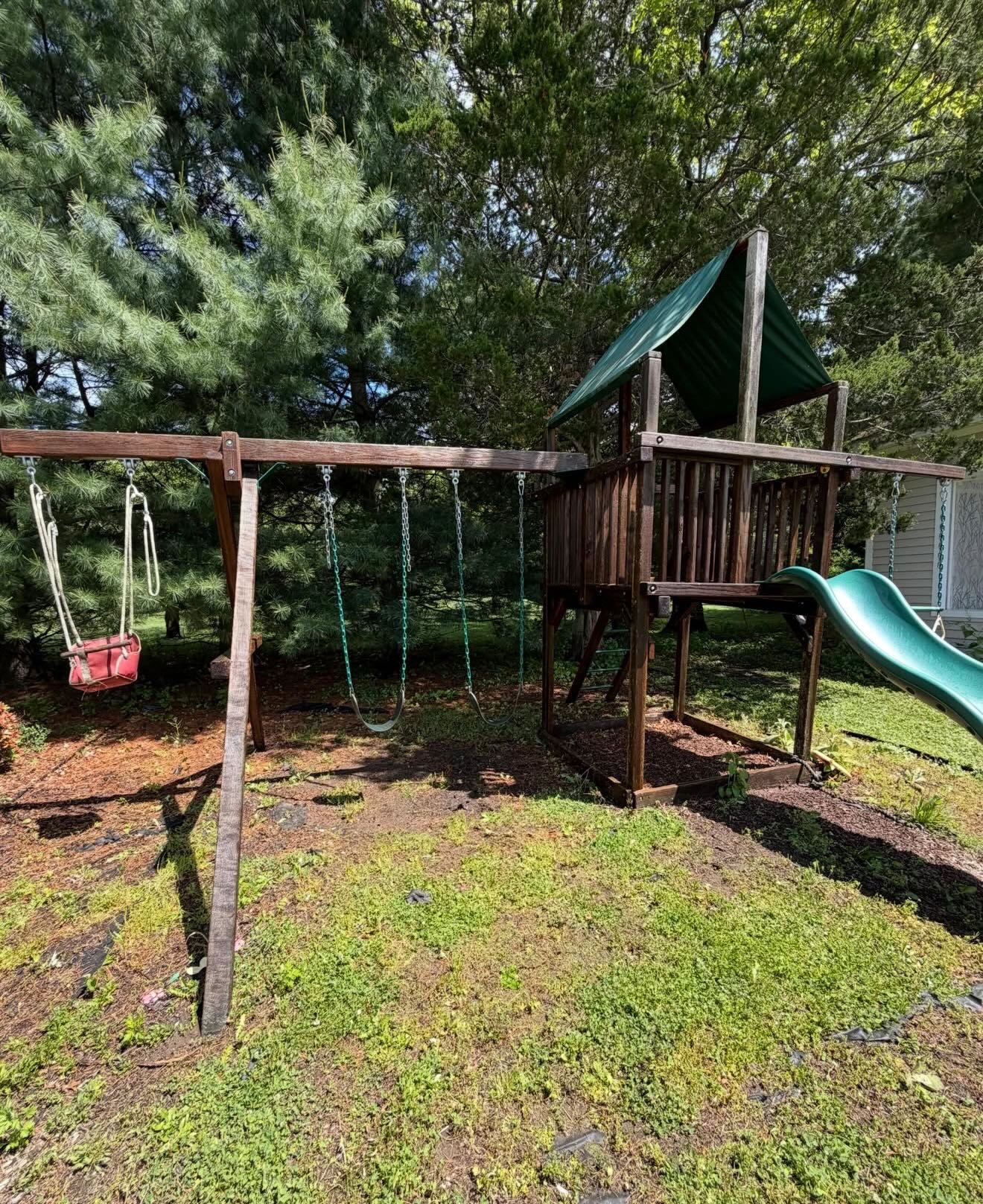 Wooden playset after cleaning